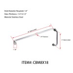 CBM8X18, Tubular 8" Pull Handle with 18" Towel Bar, Pull handle Towel Bar Combination Sets