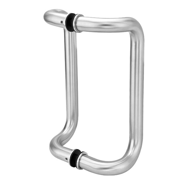CPH215, Glass Mounted Offset Back to Back Pull Handle- Stainless steel 304 tube in 1.5mm thickness.