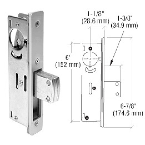 DL2110B,CRL 1-1/8" Backset Narrow Stile Long - Throw Deadlock