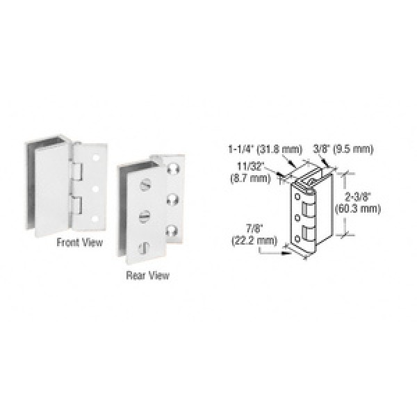 EH168, CRL Chrome Large Wall Mount Set Screw Hinge