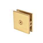 SCU4BR,CRL Polished Brass Square Style Hole-in-Glass Fixed Panel U-Clamp