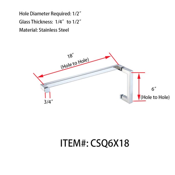 CSQ6X18,Square Tubing  6" Pull Handle with 18" Towel Bar, Pull handle Towel Bar Combination Sets