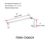CSQ6X24,Square Tubing  6" Pull Handle with 24" Towel Bar, Pull handle Towel Bar Combination Sets