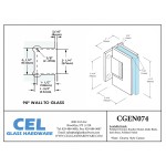 CGEN074, Wall Mount Short Back Plate Hinge for Shower Door