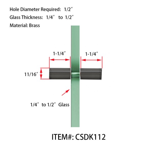 CSDK112, Back to Back  Shower Door Knobs