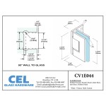 CV1E044, Wall Mount Offset Back Plate Hinge for Frameless Shower Door