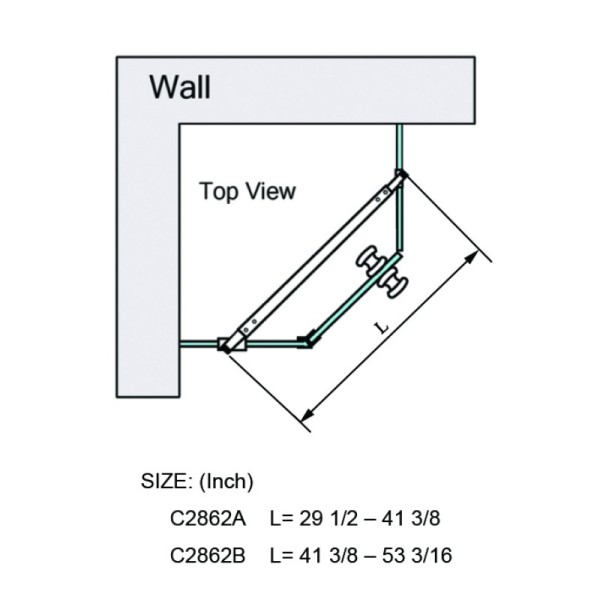 C2702, FRAMELESS SHOWER DOOR, ROUND FIXED PANEL GLASS TO GLASS SUPPORT BAR