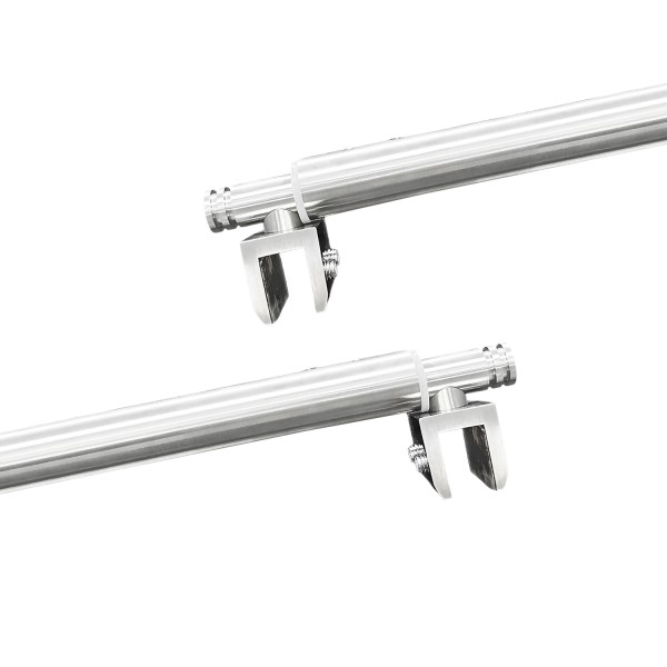 C2702, FRAMELESS SHOWER DOOR, ROUND FIXED PANEL GLASS TO GLASS SUPPORT BAR