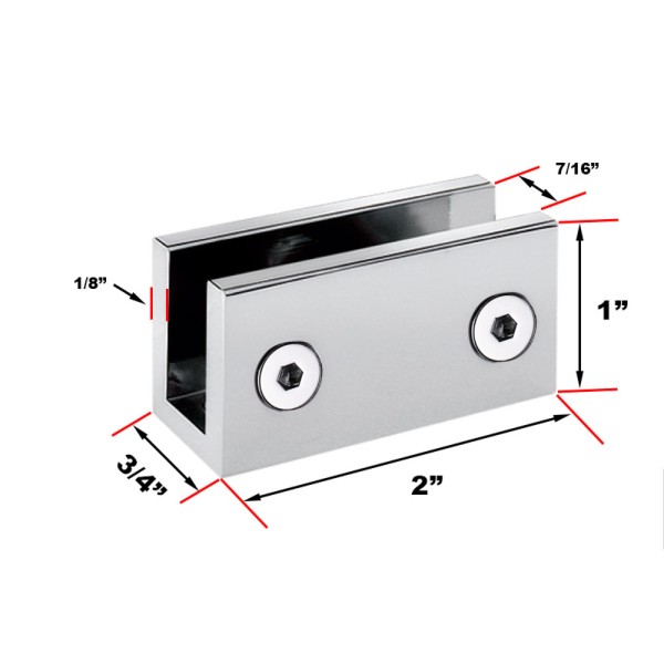 C2713, Square Corner, Shelf Clamp for 1/4" & 3/8" (Glass, acrylic or wood), No Drilling of Glass Required