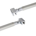 C2864, FRAMELESS SHOWER DOOR, SQUARE FIXED PANEL GLASS-TO-GLASS SUPPORT BAR