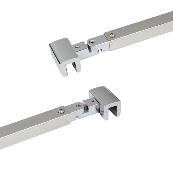 C2864, FRAMELESS SHOWER DOOR, SQUARE FIXED PANEL GLASS-TO-GLASS SUPPORT BAR