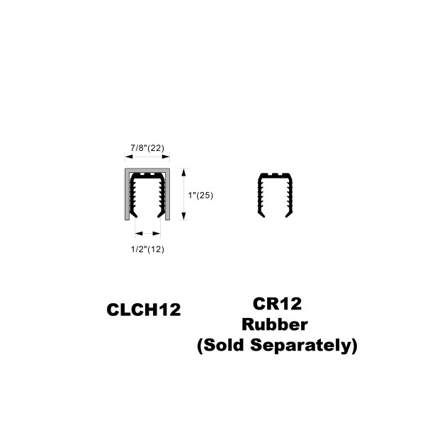 CLCH12, Lower Profile Cap Handrail for 1/2" Glass, Stainless Steel 316, 120"