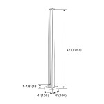 CSLP42,Square Post 42" Height for 1/2" Glass (Post Only, Not Include Glass Clamp)