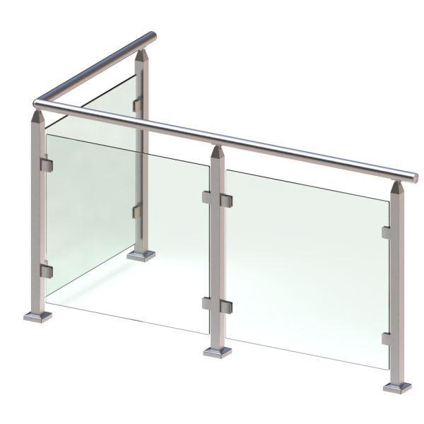 CSPH42, 2" X 2" Square Post 42" Height (Post Only, Not included Glass Clamp)