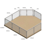 CSPH42, 2" X 2" Square Post 42" Height (Post Only, Not included Glass Clamp)