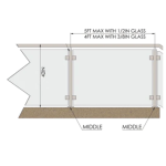 CSPH42, 2" X 2" Square Post 42" Height (Post Only, Not included Glass Clamp)