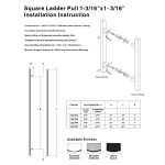 CSQLP Square Ladder Pull, Back-to-Back Entrance Door Handle, Stainless Steel 304 Tube in 1/16" Thickness