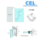 CY11WS, Glass to Wall Heavy Duty Hinge for 3/8" to 5/8" Thickness Glass, flat pin