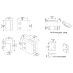 CZP712F, Heavy Duty Square Flat Back Glass Clamp 55 x 55 mm for 3/8″ or 1/2″ Tempered Glass or Laminated Glass