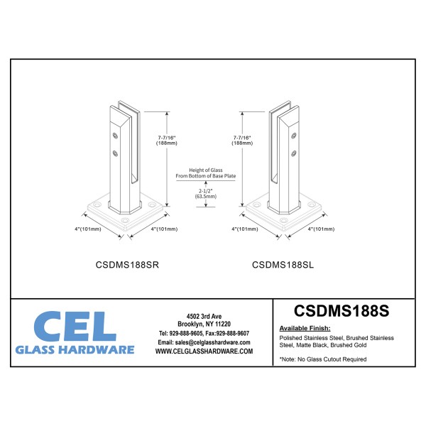 CSDMS188S, Square Spigot for Stair, Size:  2" x 7-7/16"  Height ,Duplex 2205